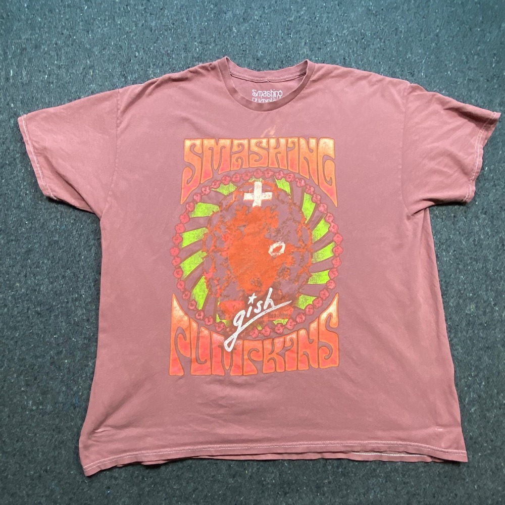 Smashing Pumpkins Gish T-Shirt XL Mens Maroon Grunge Band Tee Distressed Graphic